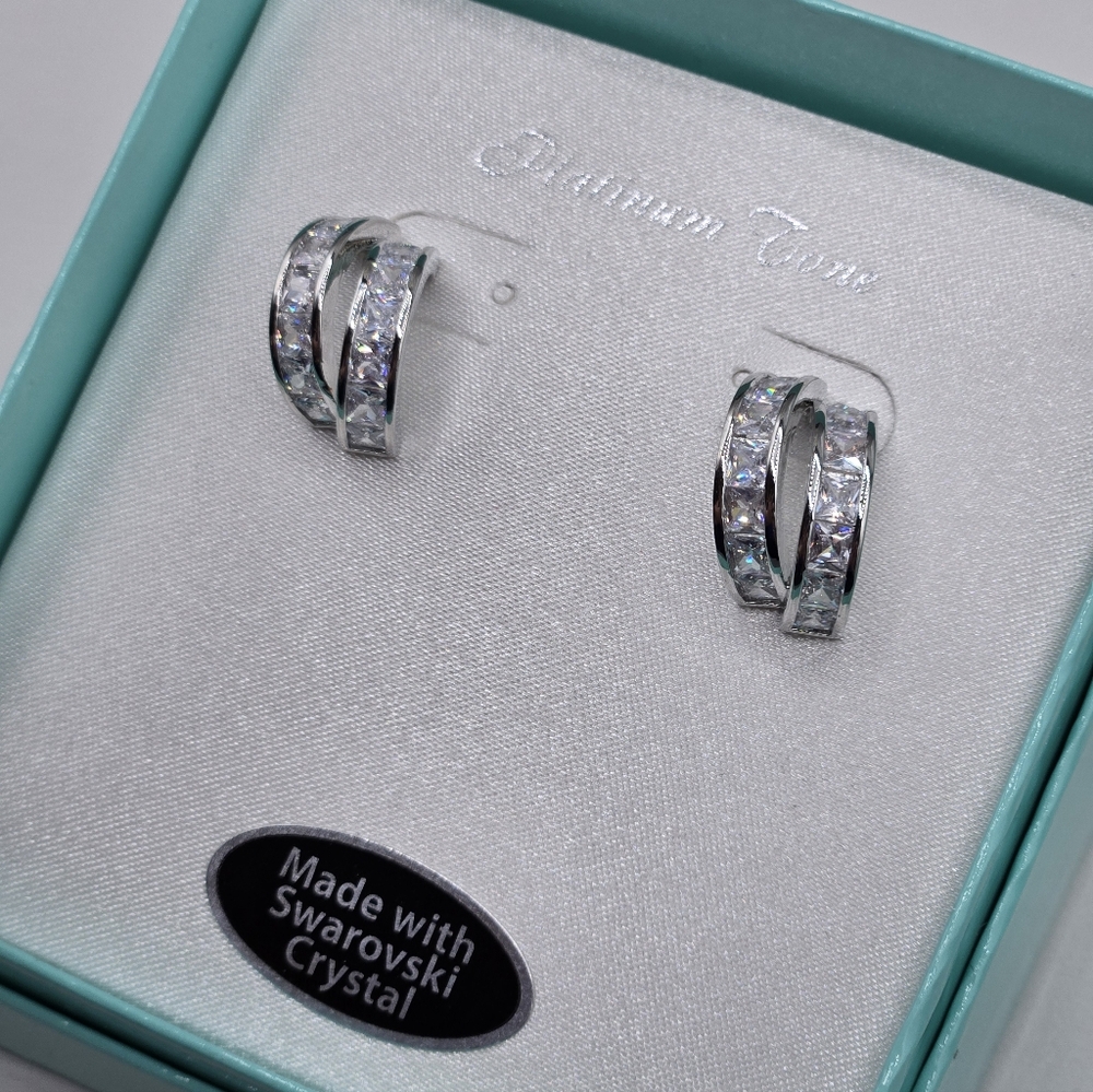 Swarovski Elements Crystal Earrings Silver Made W Swarovski Crystals